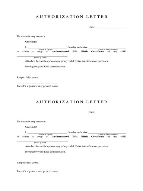 authorization letter psa birth certificate.